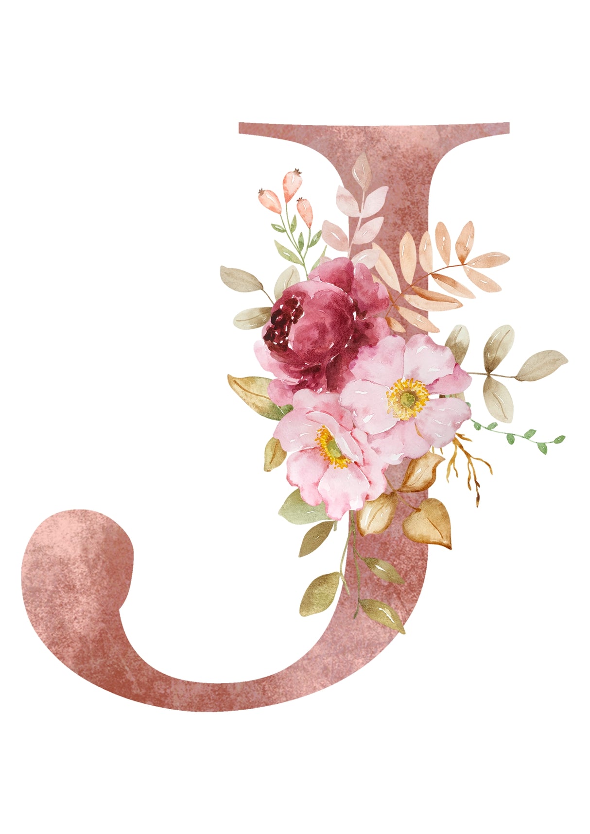 Personalised Tote Bags - Pink Floral Initial Design (A-Z)