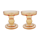 Gold Glass Pillar Candle Holder - Small Set of 2