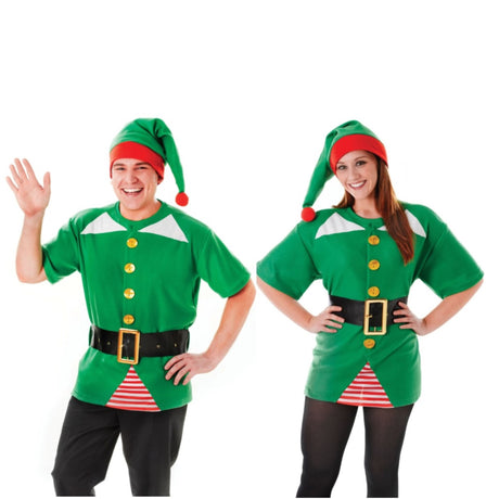 Unisex Jolly Elf Christmas Fancy Dress Costume Kit
