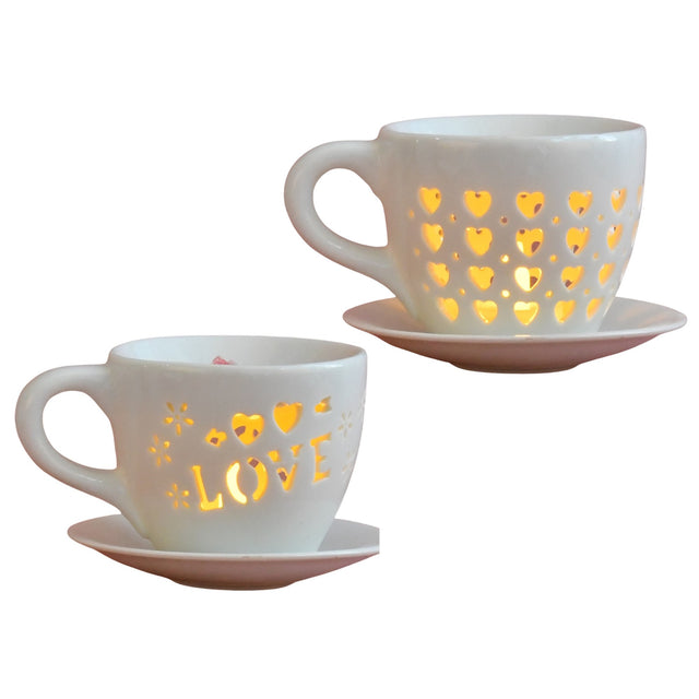 Tea Cup & Saucer Wax Melt Warmer - Love & Hearts Designs