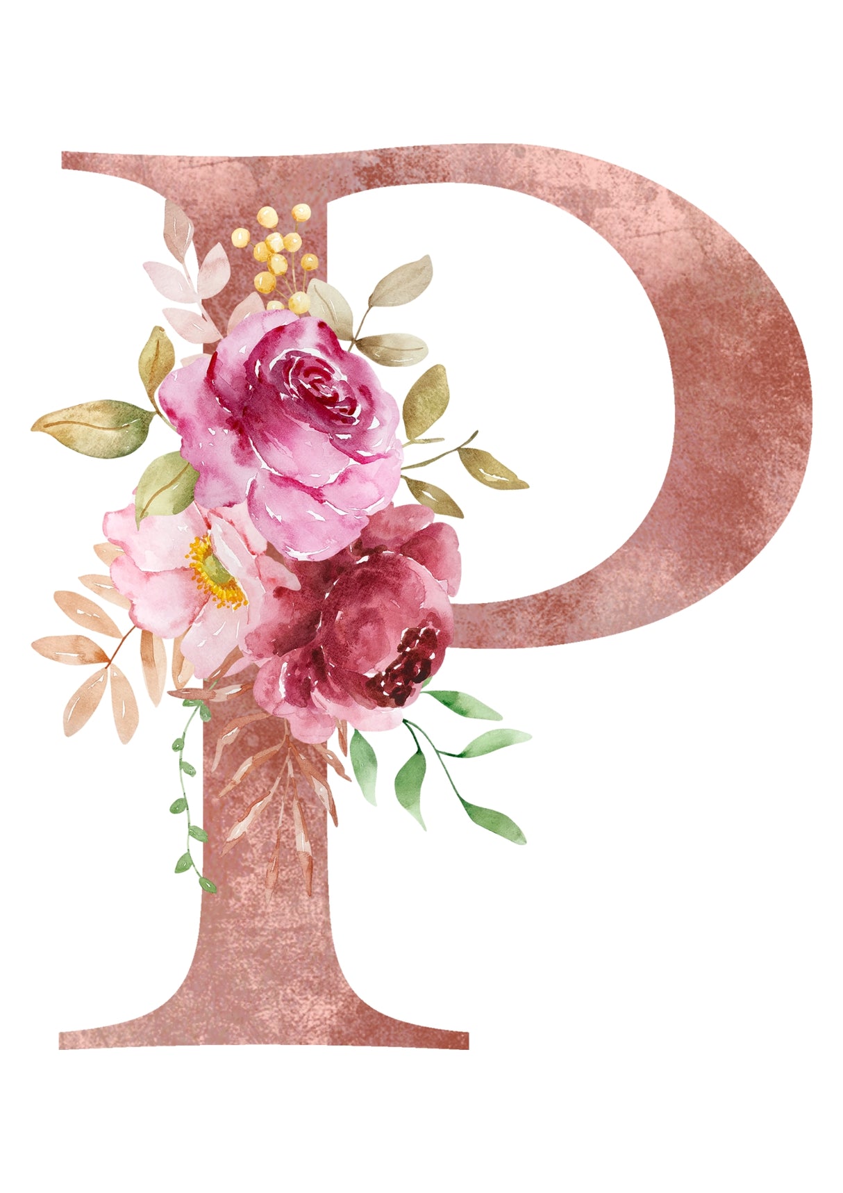Personalised Tote Bags - Pink Floral Initial Design (A-Z)