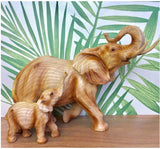 Naturecraft Wood Effect  Figurine - Elephant & Calf