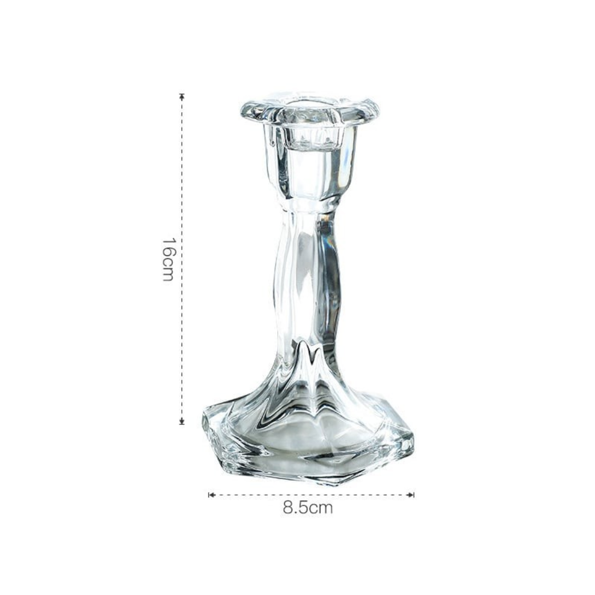 Woodside Home Living Hexagon Base Clear Glass Candle Holders - Various Sets