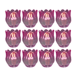 Glass Tulip Flower Candle Holders - Dark Pink Set of 12