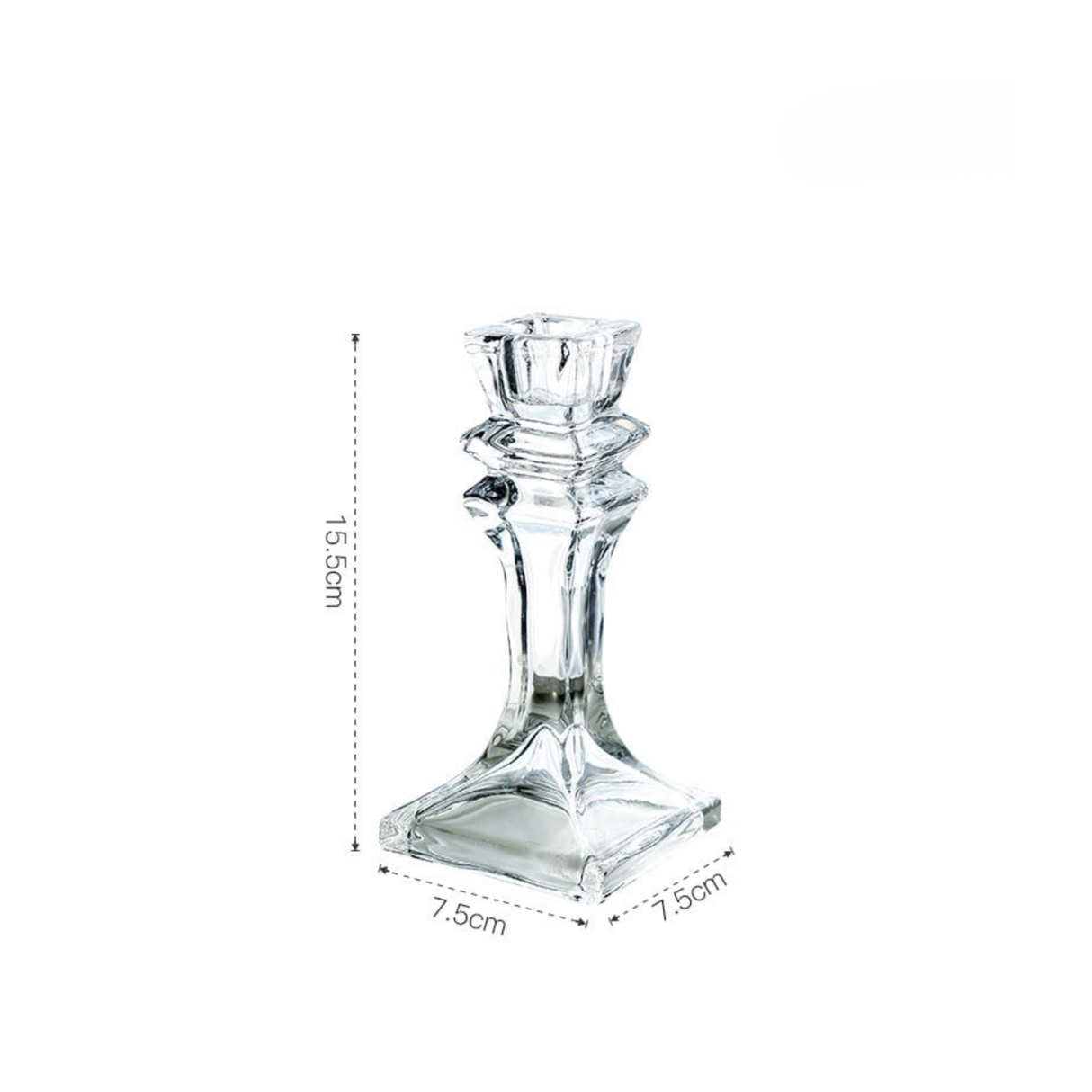 Woodside Home Living Square Base Clear Glass Candle Holders - Various Sets