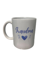 Heart & Flowers Design Mugs - Blue