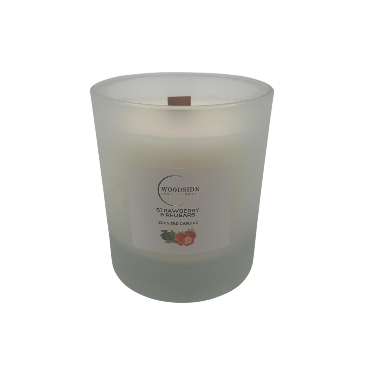 Woodside Home Fragrance Wooden Wick Glass Scented Candle - Strawberry & Rhubarb
