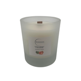 Woodside Home Fragrance Wooden Wick Glass Scented Candle - Strawberry & Rhubarb