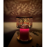 Aroma Jar Candle Metal Silhouette Shade & Tray Set - Black & Gold Tree of Life