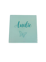 Woodside Home Living - Auntie Butterfly Square Glass Coaster