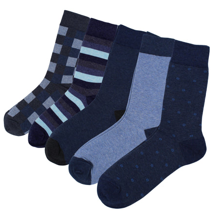 Mens Socks Pack of 5 One Size - Assorted Designs