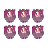 Glass Tulip Flower Candle Holders - Dark Pink Set of 6