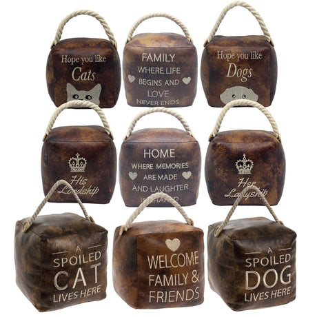Brown Faux Leather Doorstop - Various Designs