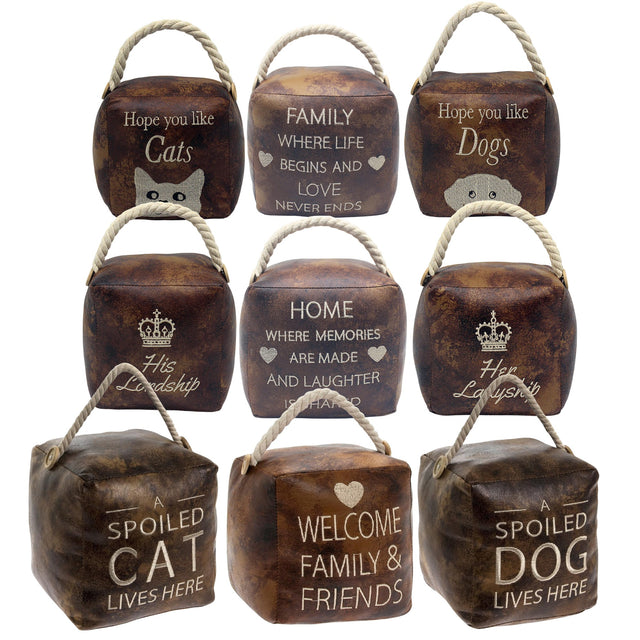 Brown Faux Leather Doorstop - Various Designs