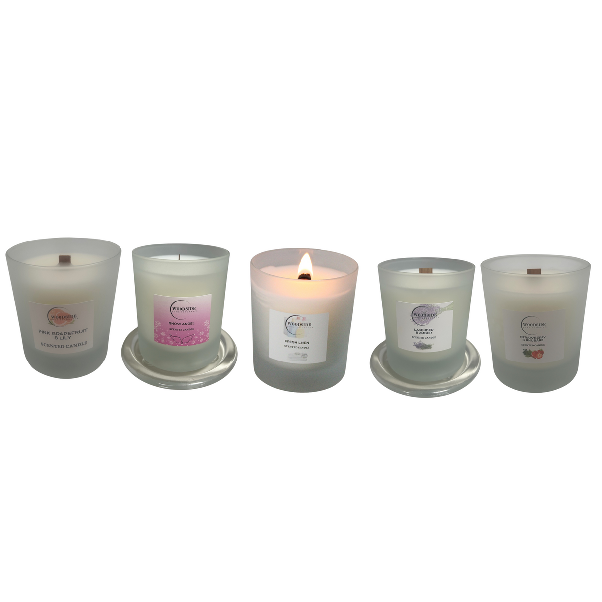 Woodside Home Fragrance Wooden Wick Glass Scented Candle - Various Fragrances