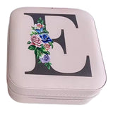 Krystina's Collection Pink Travel Jewellery Box with Floral Initial - Various Letters  