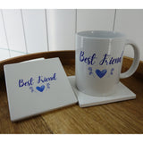 Personalised Mugs Heart & Flowers Mug & Coaster Sets - Blue