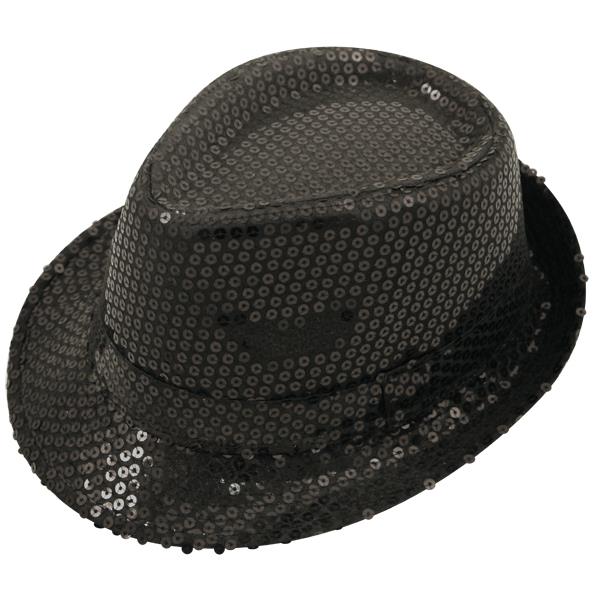 Sequin Gangster Trilby Hat Fancy Dress Hat - Various Colours
