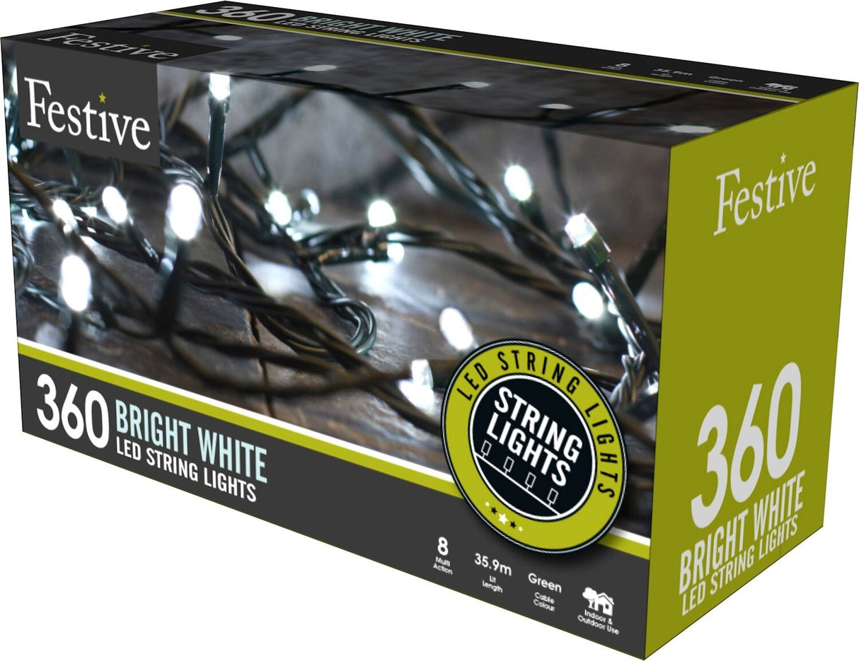 Christmas Lights - String Lights 360 LED Multi Function (Bright White)