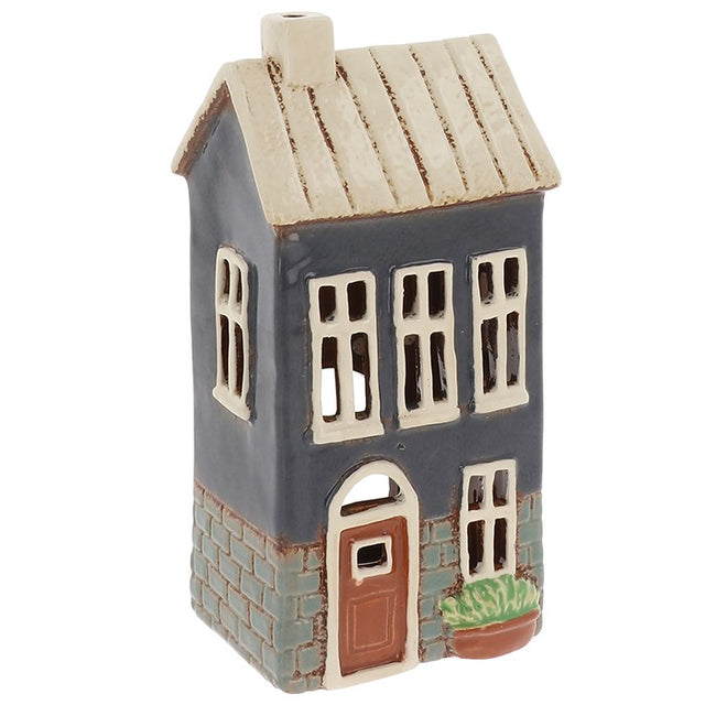 Village Pottery Brick House Tea Light Holder - Blue