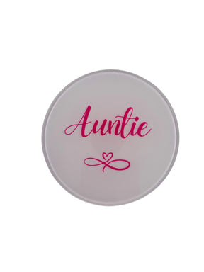 Woodside Home Living - Auntie Heart Round Glass Coaster