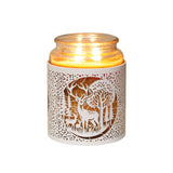 Aroma Metal Silhouette Wax Melt Burner/Candle Holder - White & Gold Deer