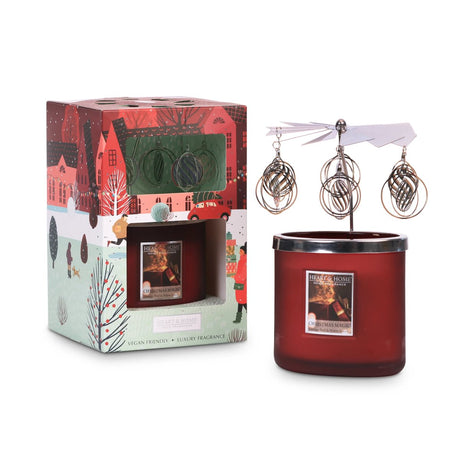 Heart & Home 2 Wick Ellipse Candle & Carousel Gift Set - Christmas Magic