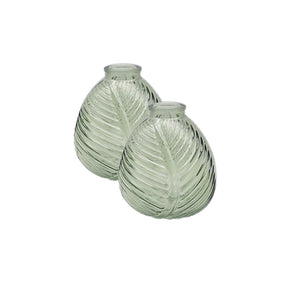 Bright Glass Leaf Bottle Vase - Various Colours
