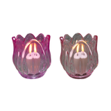 Glass Tulip Flower Candle Holders - Light or Dark Pink
