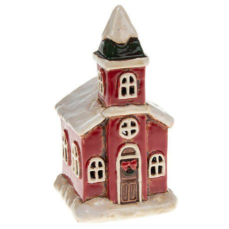 Village Pottery Church Tealight Candle Holder 