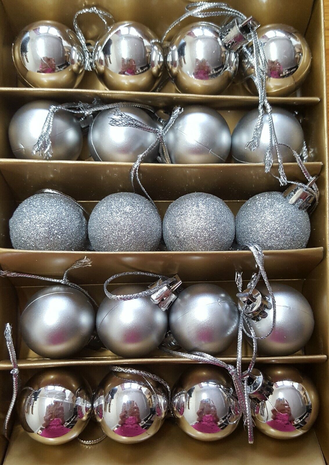 Christmas Tree Shatterproof Baubles in Red Gold or Silver in Various Sizes