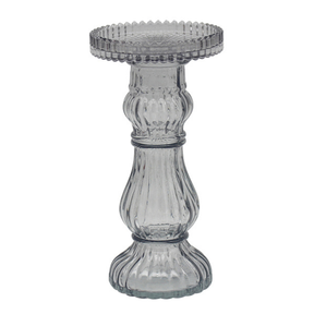 Grey Glass Pillar Candle Holders 10x19cm - Various Sets