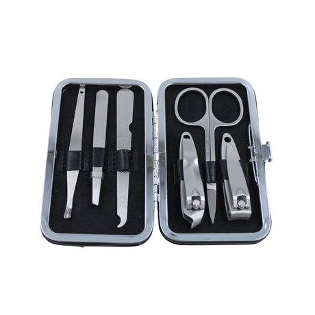 Faux Suede 6 Piece Manicure Set - Black