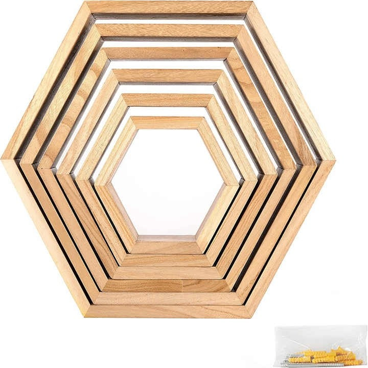 Woodside Home Living Honeycomb Hexagon Shelves - Set of 6 LW