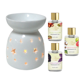 Woodside Home Living Wax Melt Burner & Fragrance Oils Gift Set - Various Designs