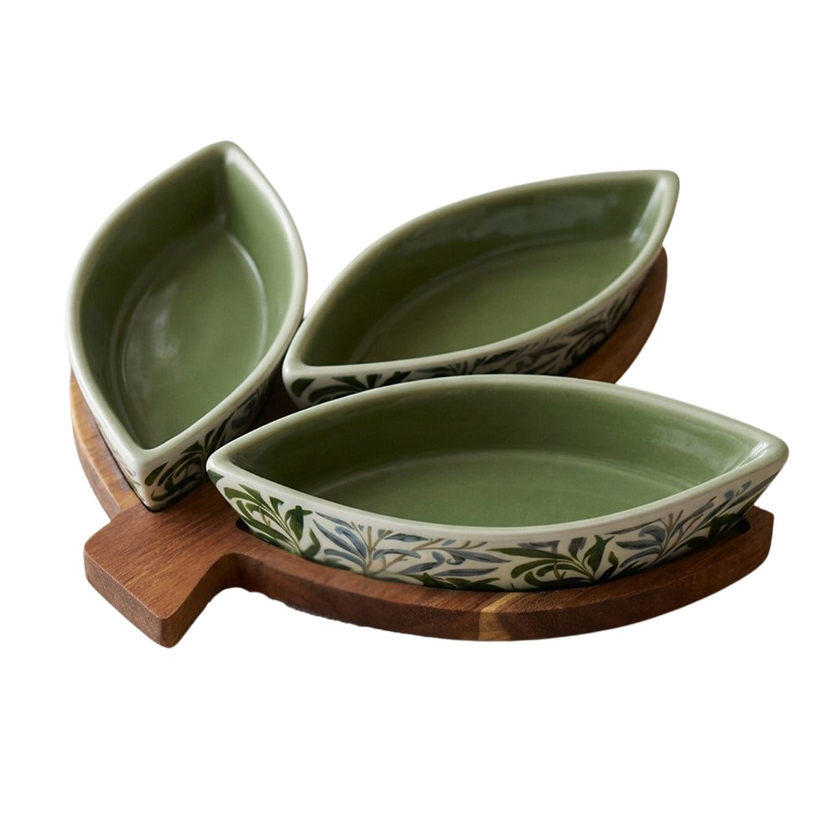 William Morris 3 Leaf Snack Dishes & Tray Set - Willow Bough