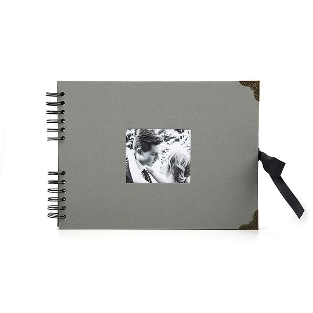 Woodside Home Living Metal Corner Scrap Book Style Photo Album 29cm x 21.5cm grey