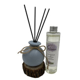 Woodside Round Blue Pastel Ceramic Reed Diffuser Vase with Woodside Luxury Refill