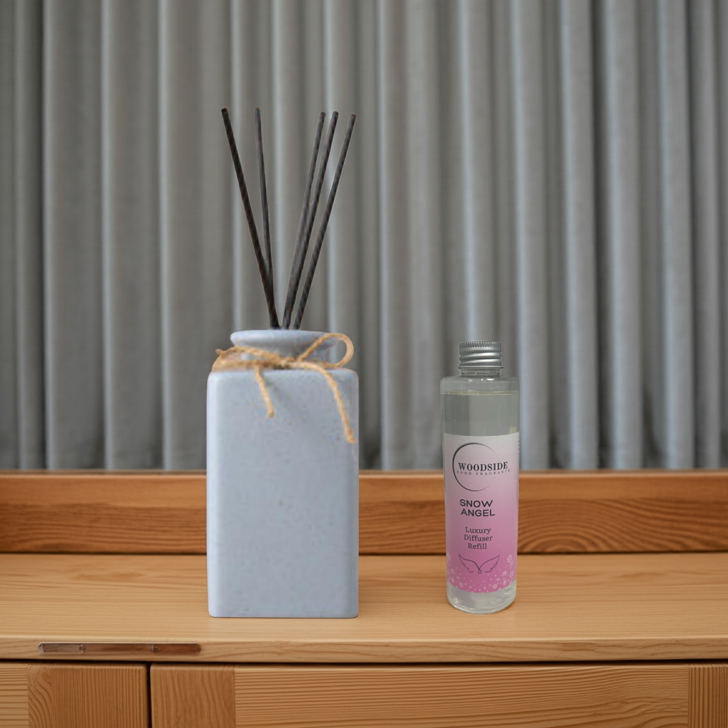 Woodside Pastel Blue Ceramic Reed Diffuser Vase with Woodside Luxury Refill