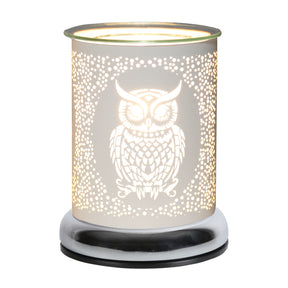 Aroma Electric Wax Melt Burner Touch - White & Gold Owl