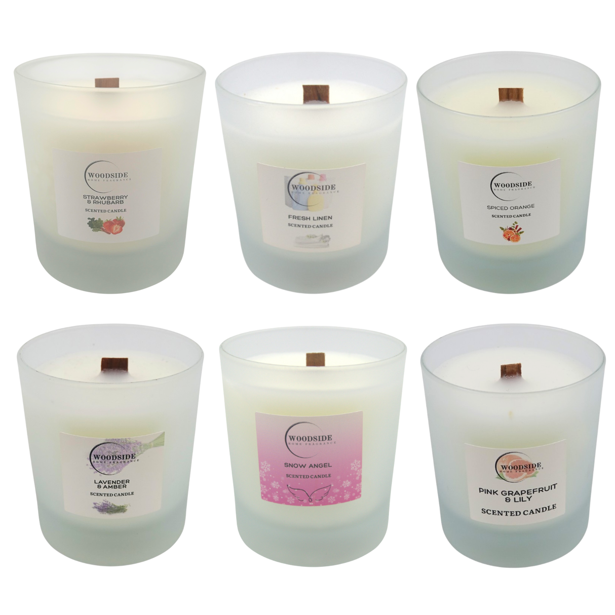 Woodside Home Fragrance Wooden Wick Glass Scented Candle - Various Fragrances