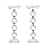 Glass Pillar Candle Holder Crystal Ball Design - Various Sizes