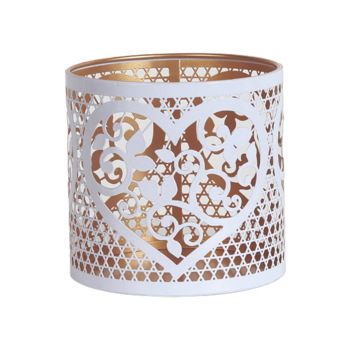 Aroma Metal Silhouette Wax Melt Burner/Candle Holder - White & Gold Heart