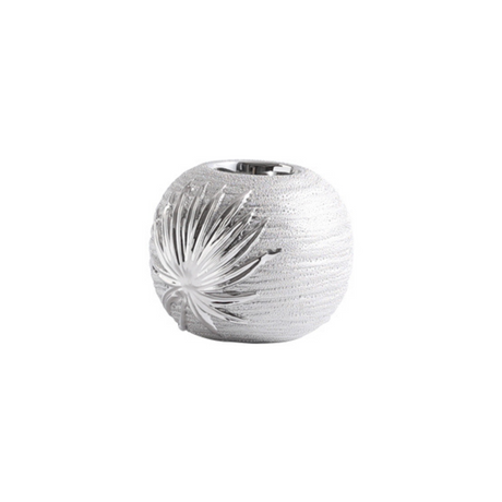 Modern Silver Tealight Candle Holder with Leaf Pattern