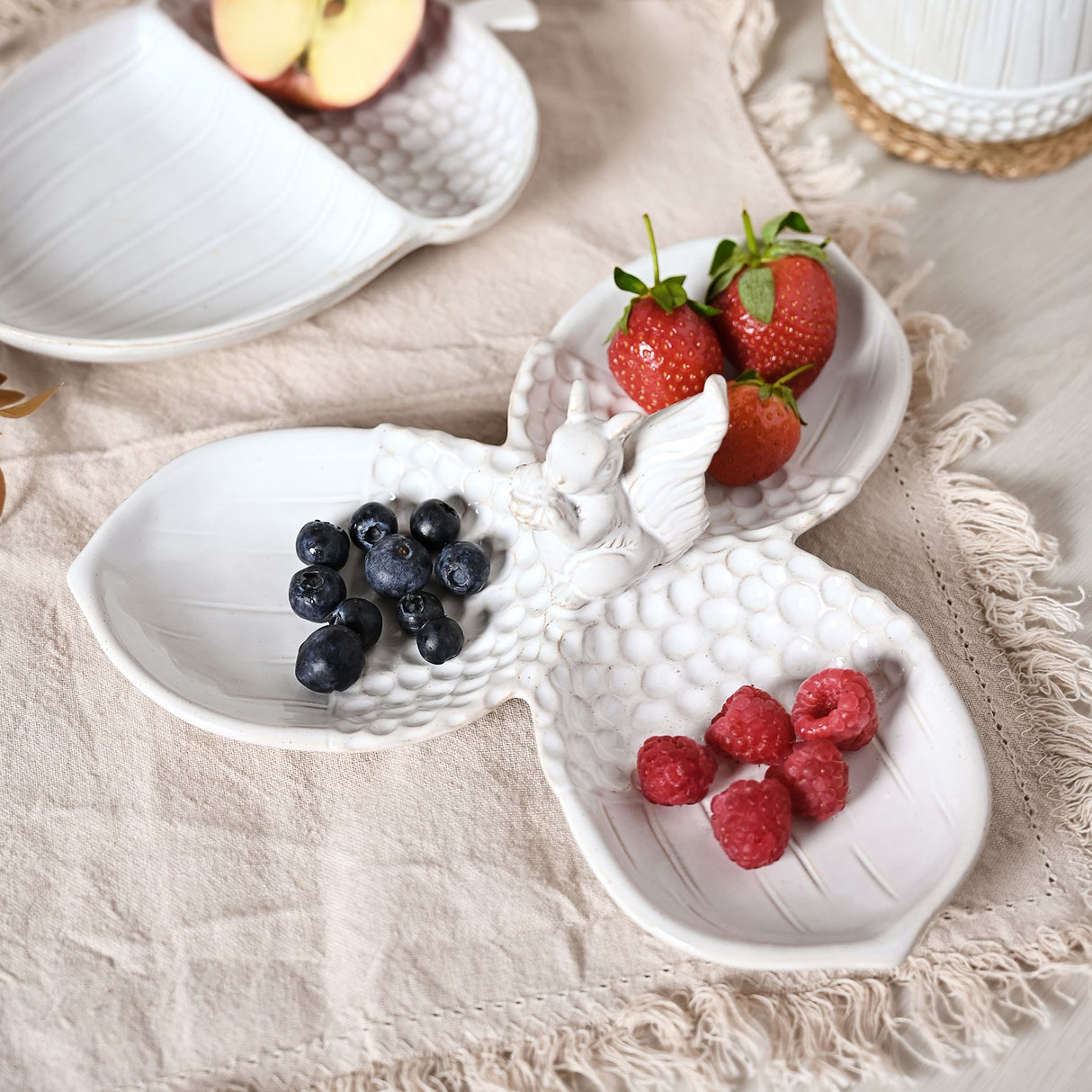 Country Living Acorn & Squirrel Triple Dish Serving Plate