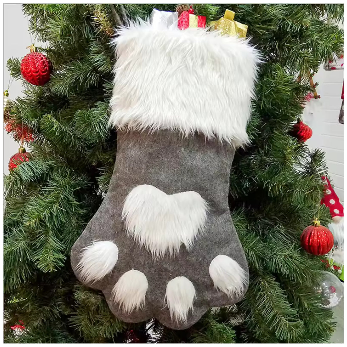 Woodside Home Living Pet Paw Christmas Stockings - Various Colours