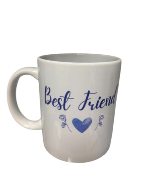 Heart & Flowers Design Mugs - Blue