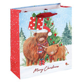 Highland Cow Kraft Christmas Gift Bag - M