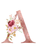 Personalised Tote Bags - Pink Floral Initial Design (A-Z)