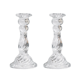 Woodside Home Living Clear Swirl Glass Candle Holders - Various Sets